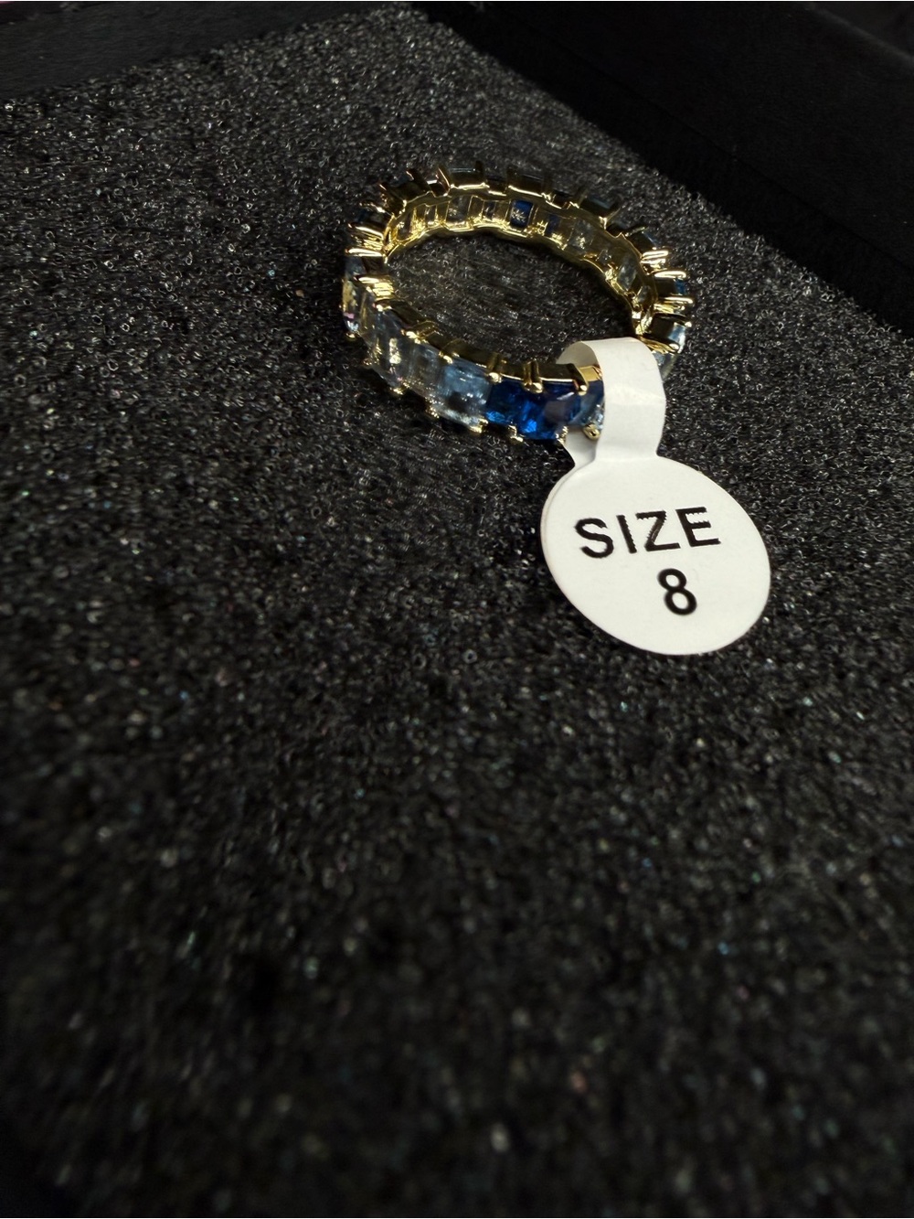 White Gold Filled Blue Ombre AAA CZ Eternity Band Ring size 8 - Picture 5 of 8